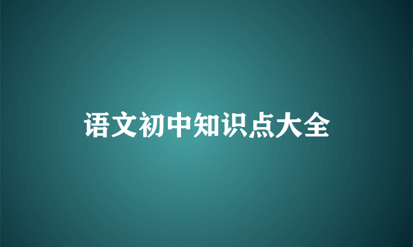 语文初中知识点大全