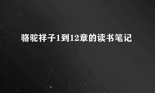 骆驼祥子1到12章的读书笔记