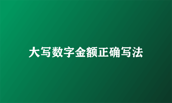 大写数字金额正确写法