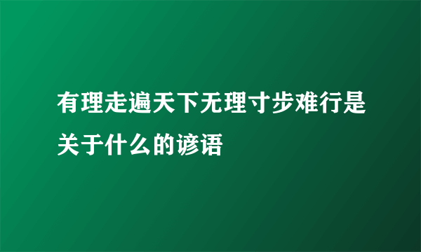 有理走遍天下无理寸步难行是关于什么的谚语