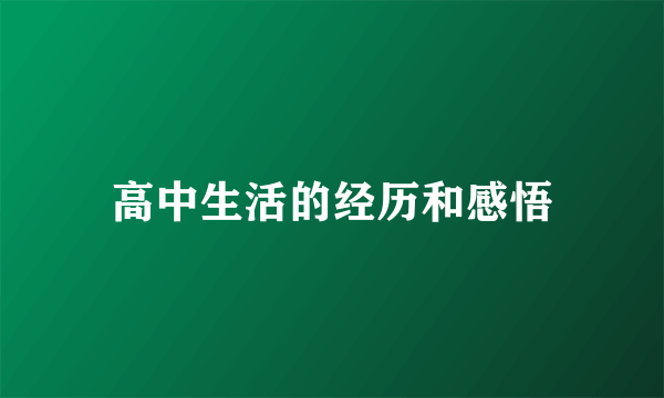 高中生活的经历和感悟