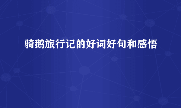 骑鹅旅行记的好词好句和感悟