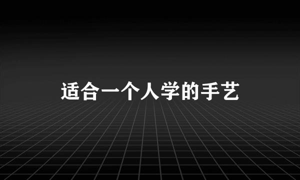 适合一个人学的手艺