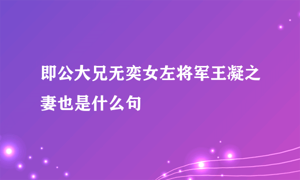 即公大兄无奕女左将军王凝之妻也是什么句