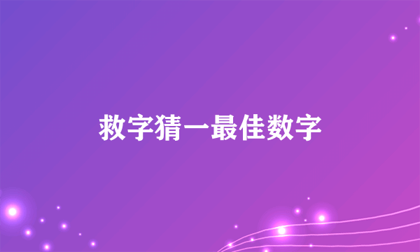 救字猜一最佳数字