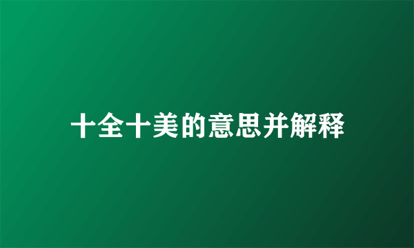 十全十美的意思并解释