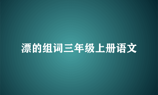 漂的组词三年级上册语文