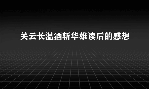 关云长温酒斩华雄读后的感想