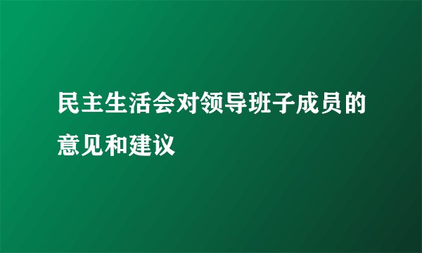 民主生活会对领导班子成员的意见和建议