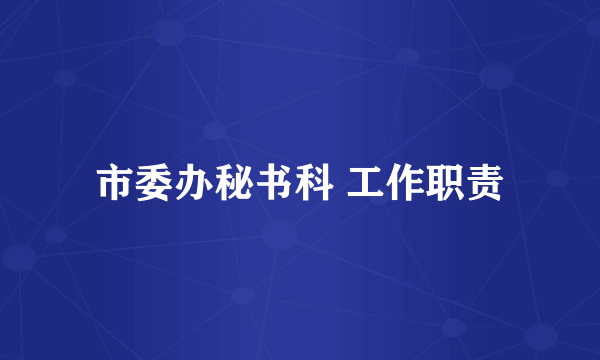 市委办秘书科 工作职责