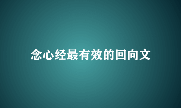 念心经最有效的回向文