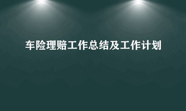 车险理赔工作总结及工作计划