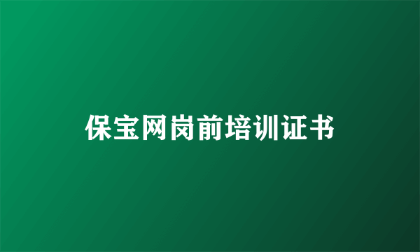 保宝网岗前培训证书