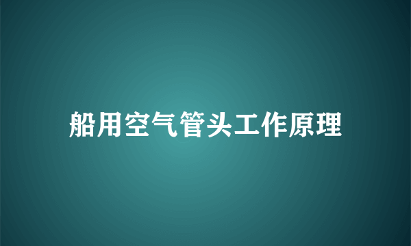 船用空气管头工作原理