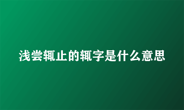浅尝辄止的辄字是什么意思