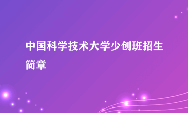 中国科学技术大学少创班招生简章