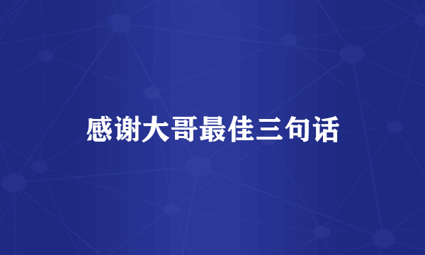 感谢大哥最佳三句话