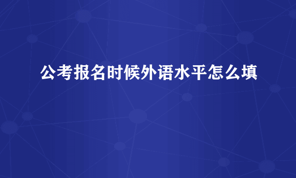 公考报名时候外语水平怎么填