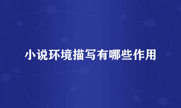 小说环境描写有哪些作用