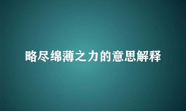 略尽绵薄之力的意思解释
