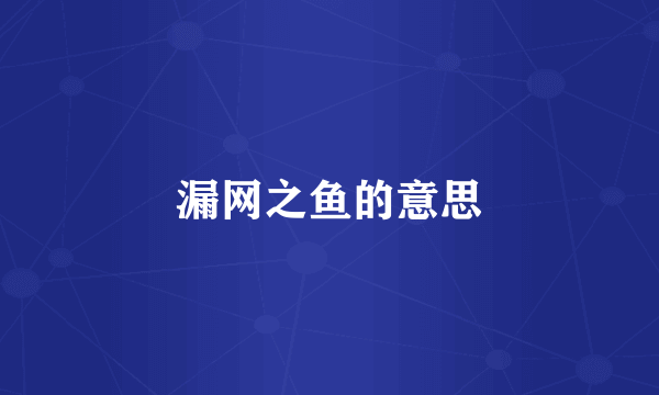漏网之鱼的意思