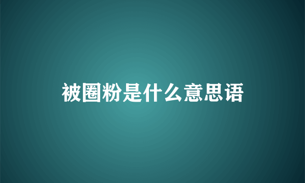 被圈粉是什么意思语