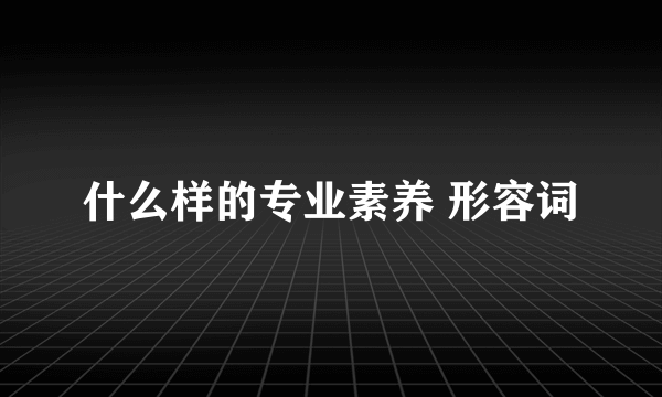 什么样的专业素养 形容词