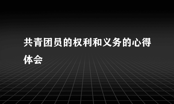 共青团员的权利和义务的心得体会