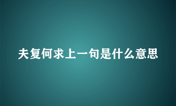 夫复何求上一句是什么意思