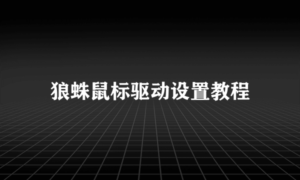 狼蛛鼠标驱动设置教程
