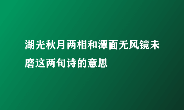 湖光秋月两相和潭面无风镜未磨这两句诗的意思