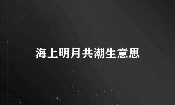海上明月共潮生意思