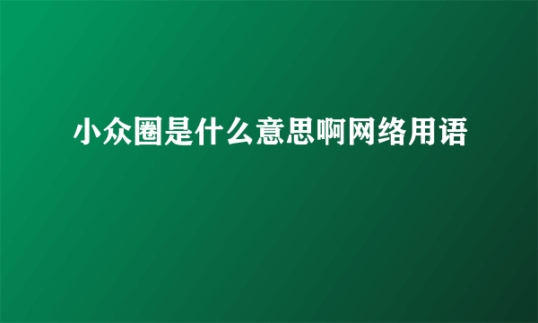 小众圈是什么意思啊网络用语