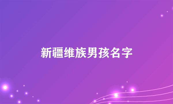 新疆维族男孩名字