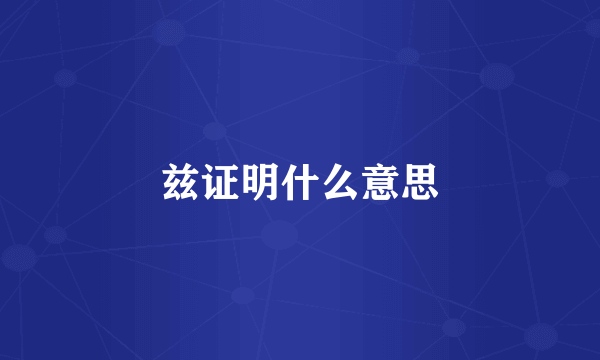 兹证明什么意思