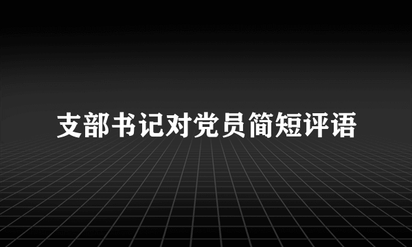 支部书记对党员简短评语