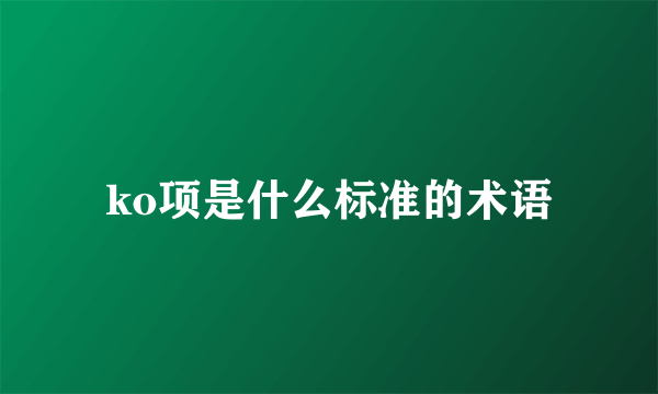 ko项是什么标准的术语
