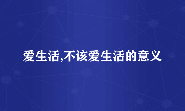 爱生活,不该爱生活的意义