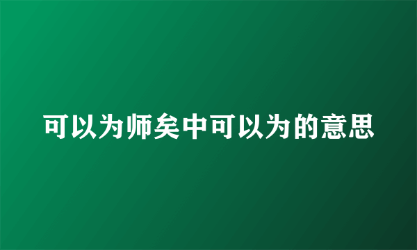 可以为师矣中可以为的意思