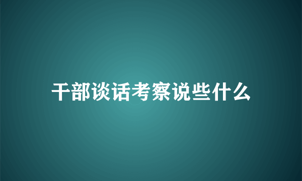 干部谈话考察说些什么