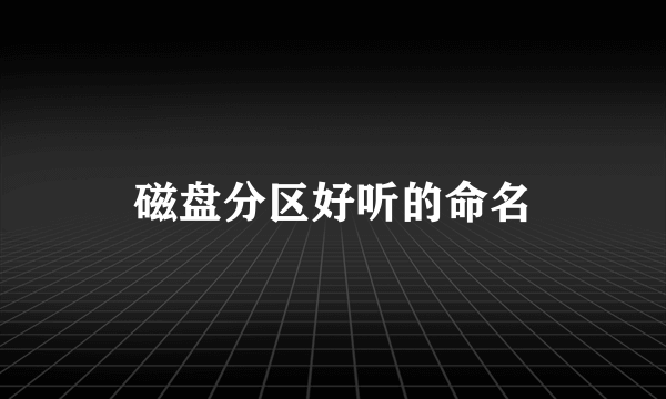 磁盘分区好听的命名