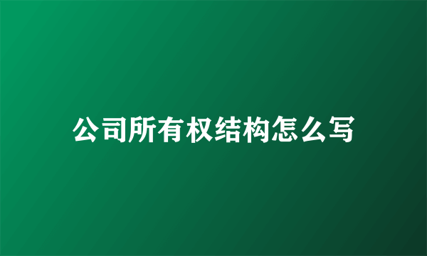 公司所有权结构怎么写