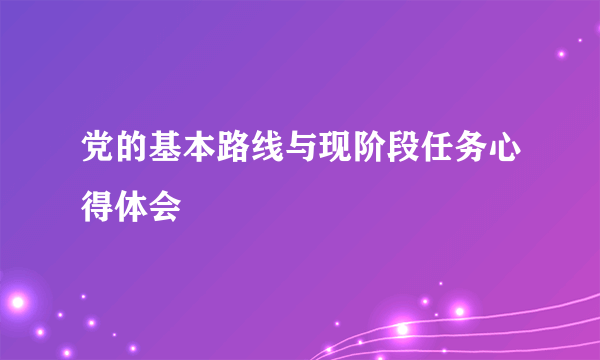 党的基本路线与现阶段任务心得体会