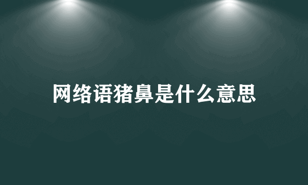 网络语猪鼻是什么意思