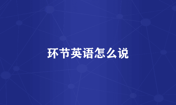 环节英语怎么说