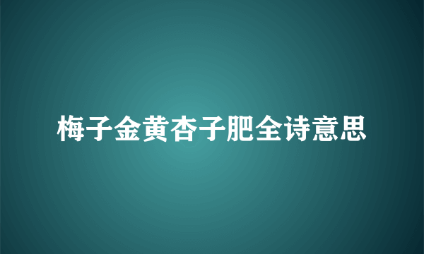梅子金黄杏子肥全诗意思
