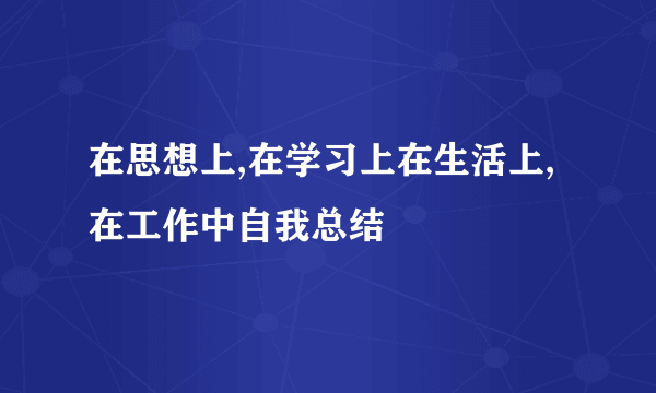 在思想上,在学习上在生活上,在工作中自我总结