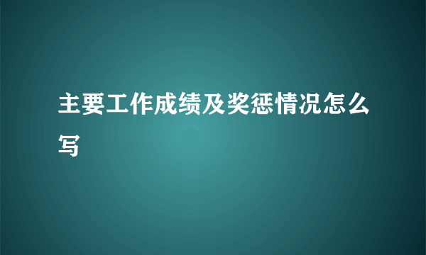 主要工作成绩及奖惩情况怎么写