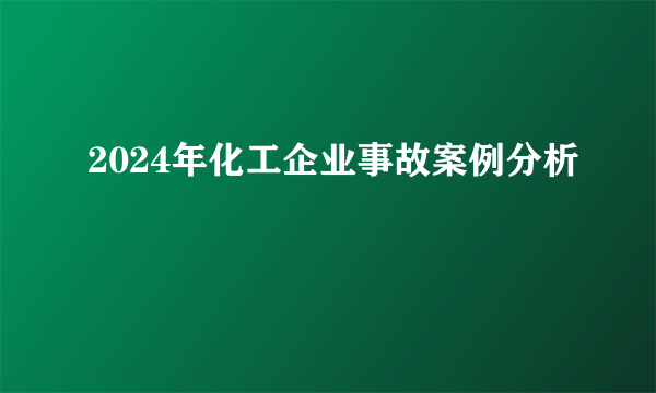2024年化工企业事故案例分析