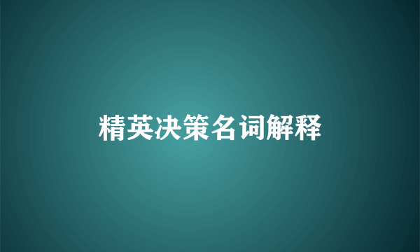 精英决策名词解释